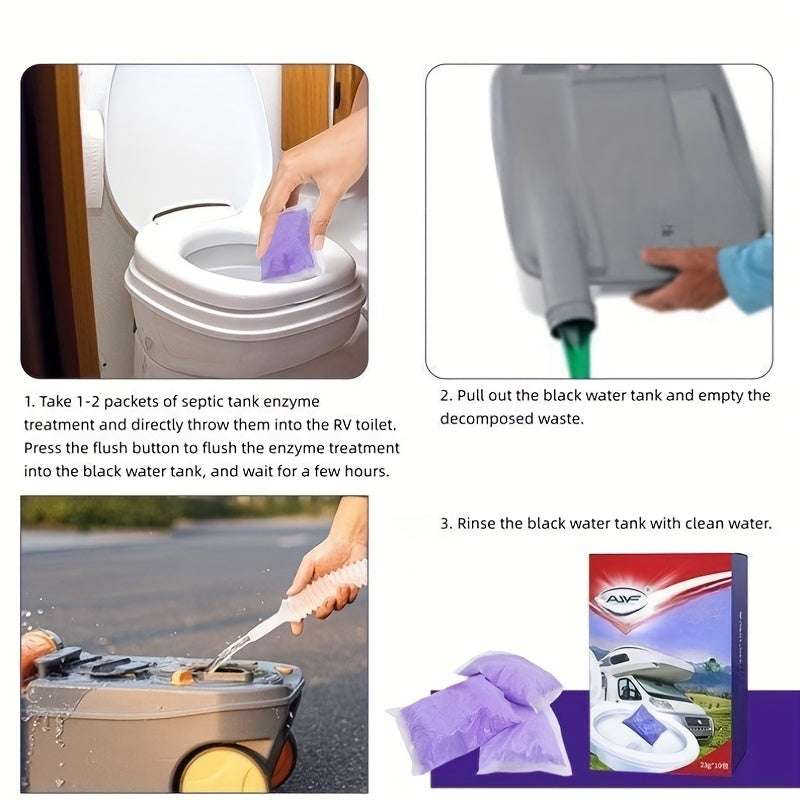 10pcs RV Water Tank Enzyme Treatment Drain Deodorizing Toilet Paper Dissolving