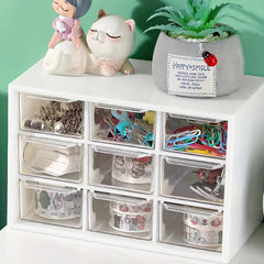 Plastic Desktop Drawer Organizer With 9 Cubes Storage Box Waterproof