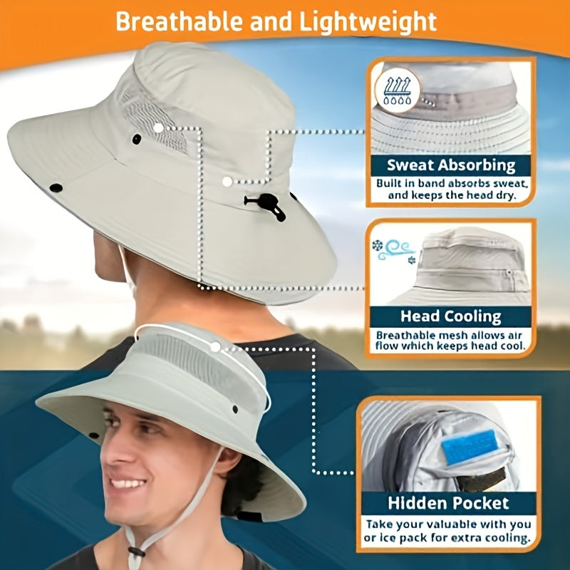 Men's Wide Brim Fishing Hat Summer Sun Hat Jungle Boonie Hat