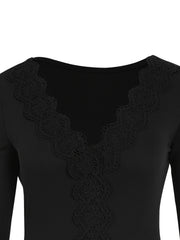 Sexy Lace Deep V Neck Bodysuit for Women