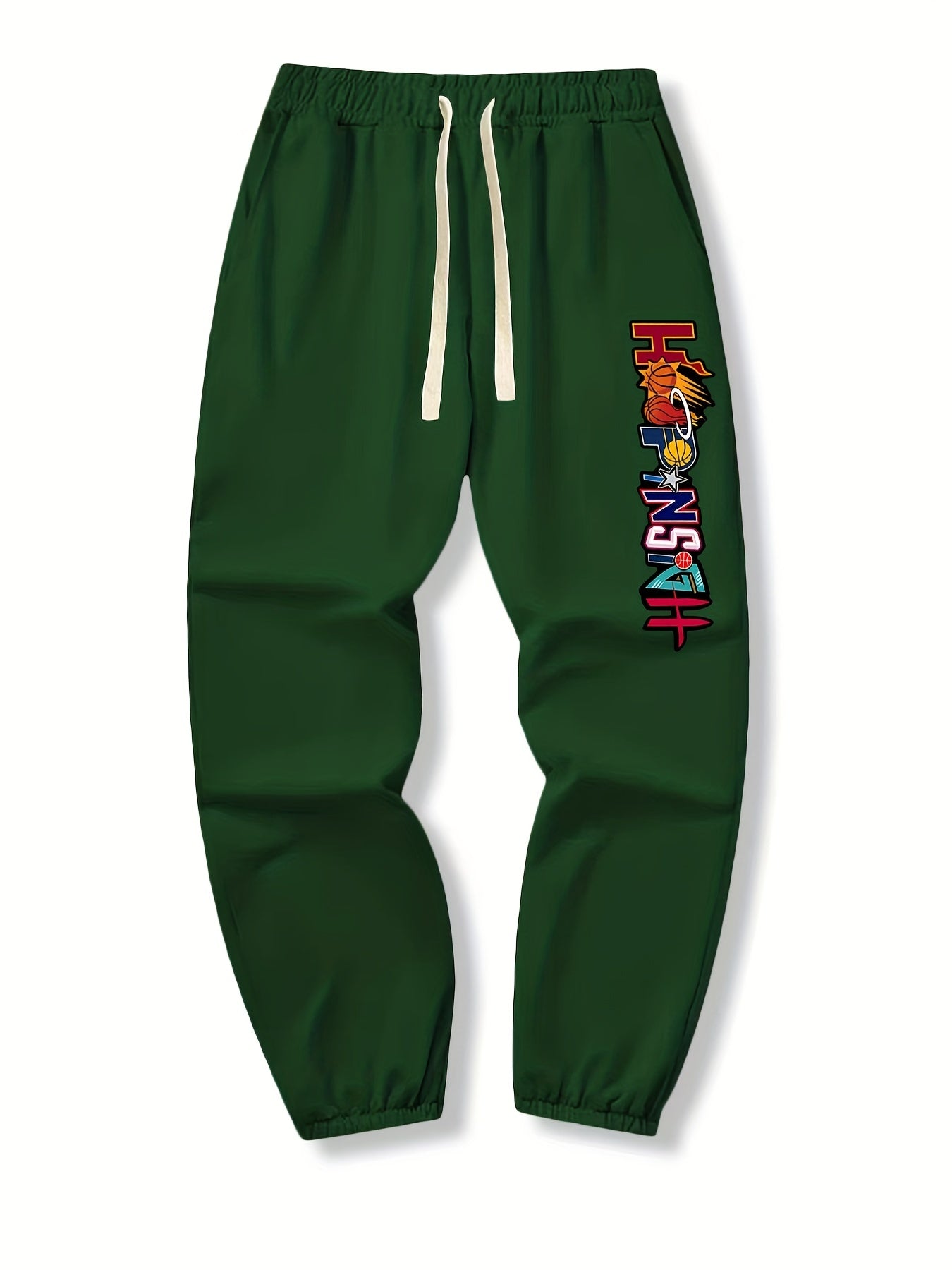 Letters & Basketball Drawstring Sweatpants Loose Fit Pants