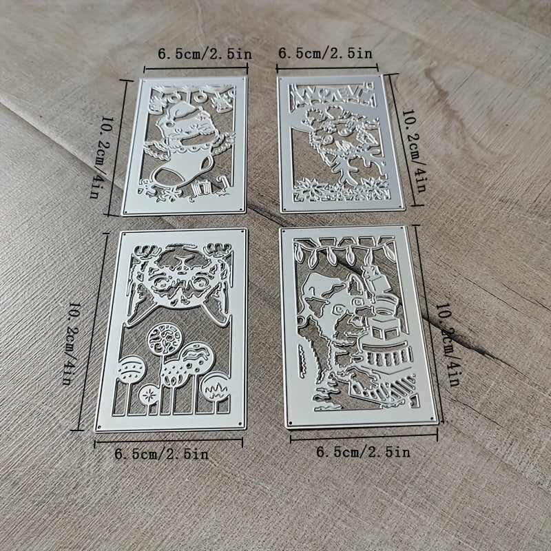 4pcs Metal Cutting Die 3D Lantern Christmas Animal Cut Die For Card Making