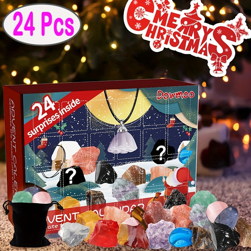24pcs Random Gemstone Rocks Minerals Collecting Christmas Gift Advent Calendar