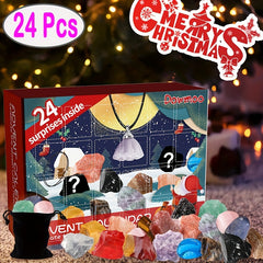 24pcs Random Gemstone Rocks Minerals Collecting Christmas Gift Advent Calendar