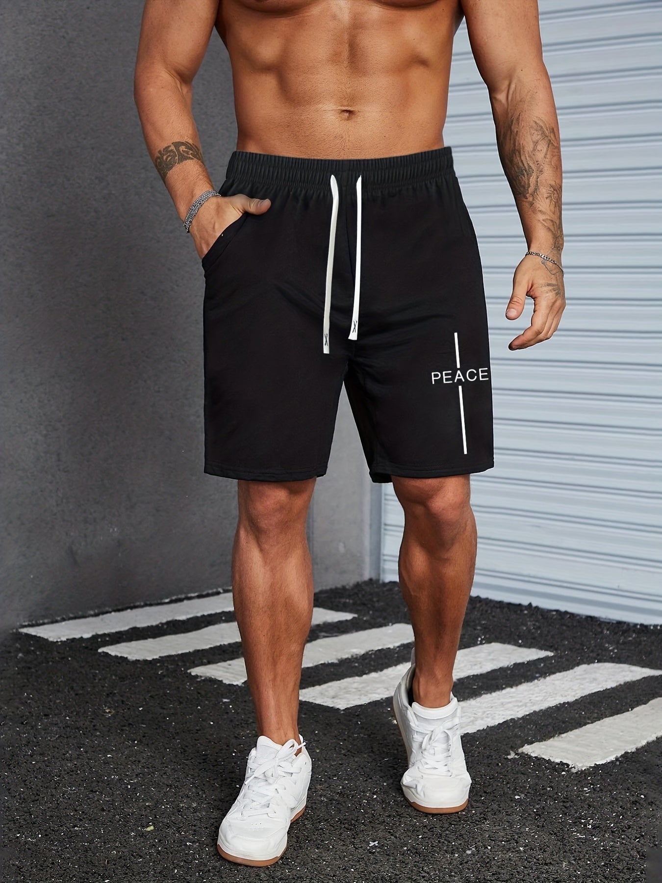 Men's Peace Letter Print Outdoor Shorts