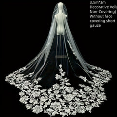 Retro Bridal Headcloth Fine Yarn Pattern Long Tail Wedding Women's Headcloth