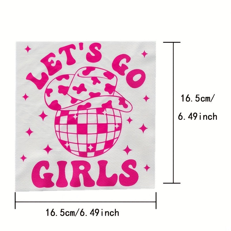 20pcs Cowgirl Party Pink Napkins Western Cowgirl Theme Birthday Supplies