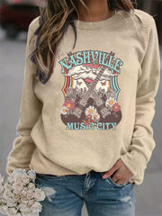 Nashville Music City Print Sweatshirt