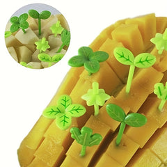 8pcs Fruit Forks Toothpick Food Prod Leaves Plastic Decoration Small Salad