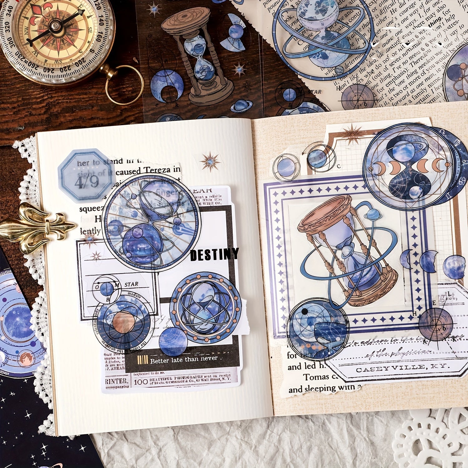 6pcs Starry Sky Crystal Ink Journal Stickers