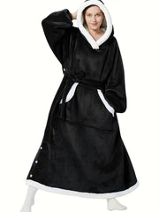 Women's Plus Size Sherpa Fleece Hooded Robe