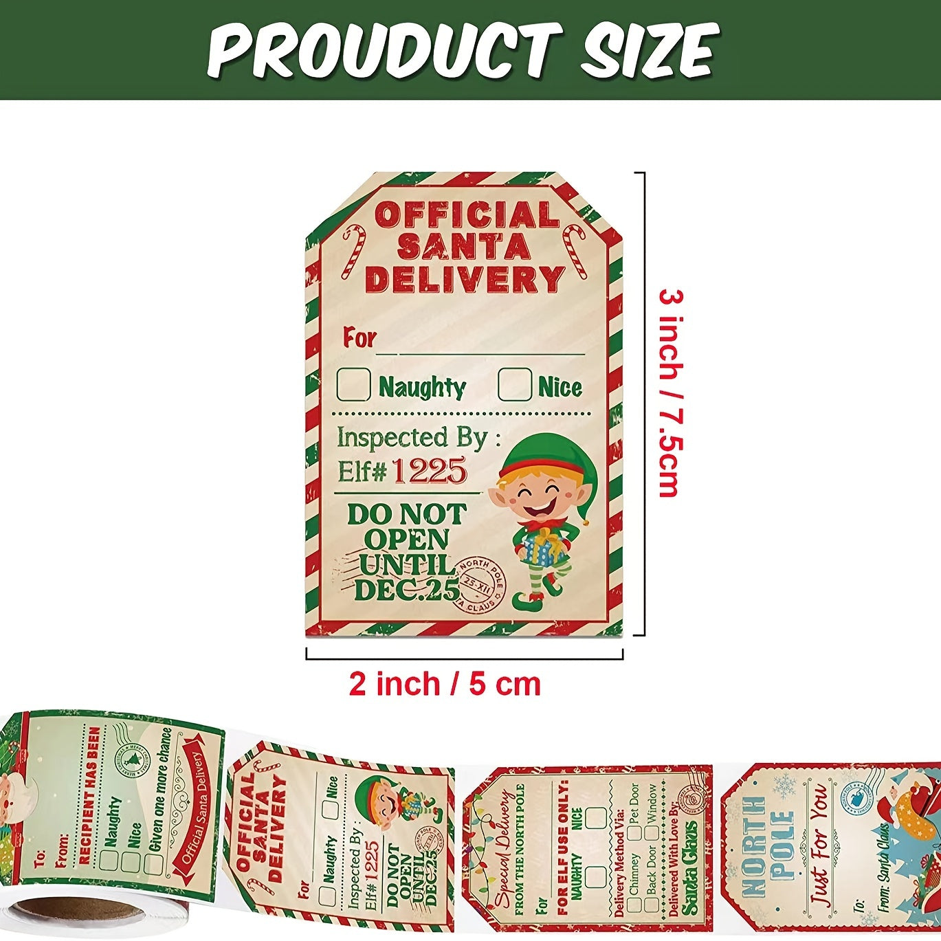 Christmas Holiday Stickers Roll Vintage Label Gift Wrapping 200 Stickers