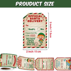 Christmas Holiday Stickers Roll Vintage Label Gift Wrapping 200 Stickers