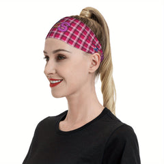 Checkered Headband Pink & Plaid Breathable Comfortable Fit Sports & Casual Wear
