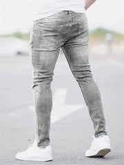 Slim Fit Ripped Jeans Mens Distressed Stretch Denim Pants