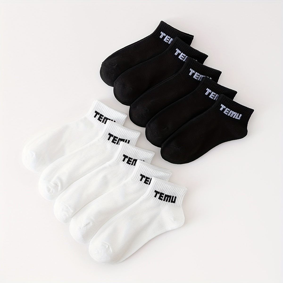10 Pairs Letter Print Socks Women's Sports Short Socks