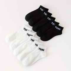10 Pairs Letter Print Socks Women's Sports Short Socks