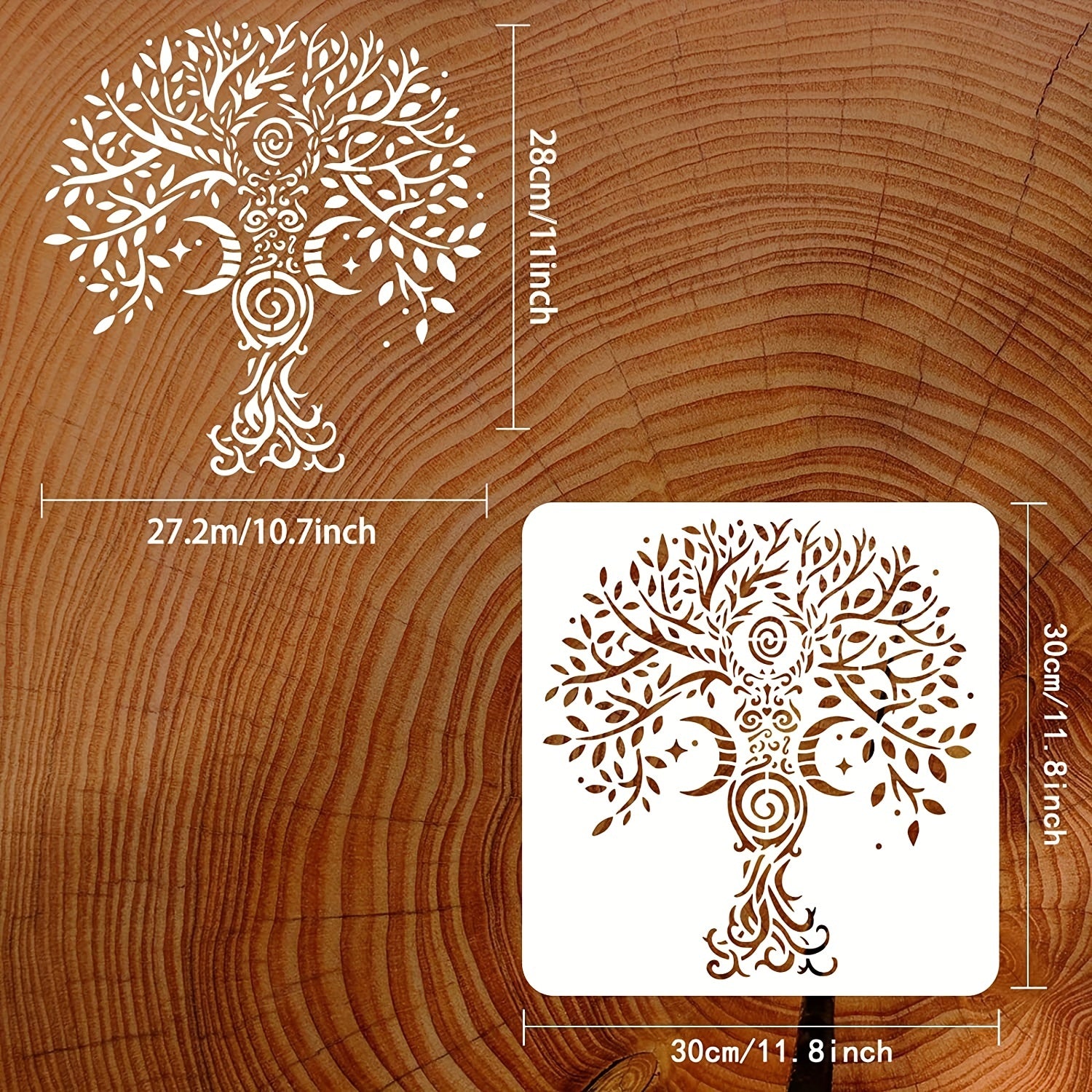 Tree Of Life Stencils, Moon Star Paint Stencil, Reusable Spiral Design