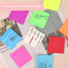 6 Packs Transparent Sticky Note Pads Bright Colors
