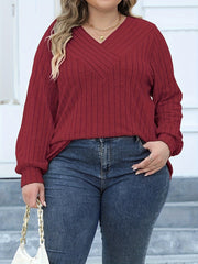 Casual Sweater Women's V Neck Knit Long Sleeve Jumper