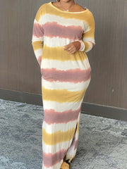 Tie Dye Stripe Print Maxi Dress