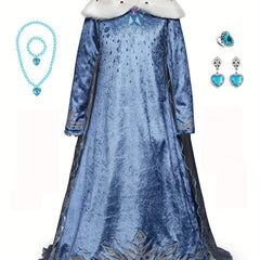 Girl's Fur Collar Princess Dress Snow Queen