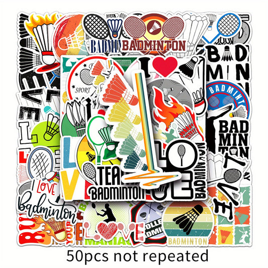 50pcs Badminton Graffiti Stickers DIY Waterproof Luggage Stickers