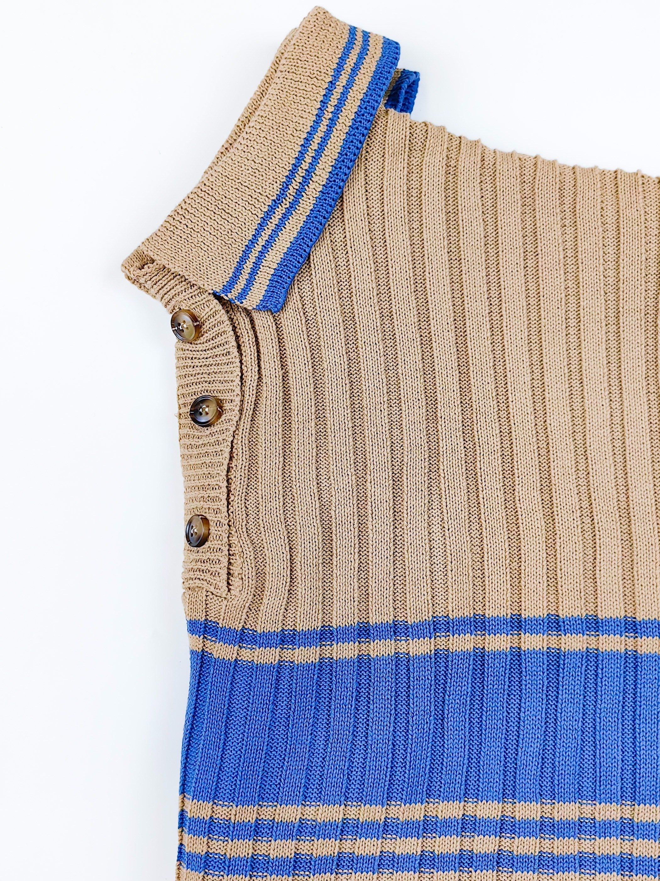Preppy Sweater Women's Plus Striped Pattern Long Sleeve Polo Neck