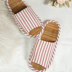 Striped Bamboo Insole Slippers Comfortable Open Toe Slip-On Shoes