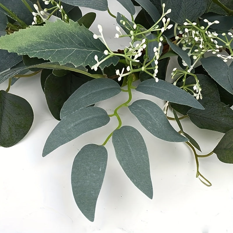 Artificial Green Eucalyptus Wreath 15 Inch - Festive Room Decor