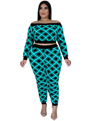 Geometric Off Shoulder 2pcs Set