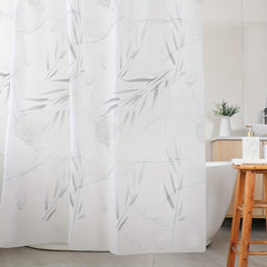 Gray Bamboo Leaf Pattern Shower Curtain Waterproof