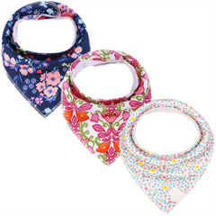 3pcs Baby Flowers Bibs Absorbent Feeding Soft Cotton Bibs