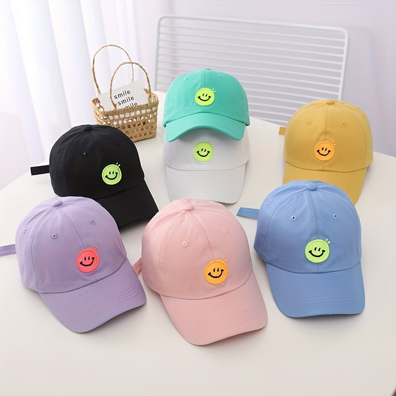 Kids Summer Peaked Cap Smiley Embroidery