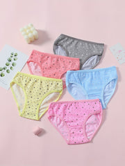 5pcs Girls' Flower Star Briefs Set Breathable Comfortable Panties