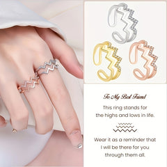 Wavy CZ Decor Open Adjustable Ring Gift