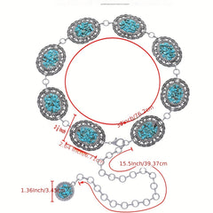 Turquoise Decor Boho Waist Chain Hollow Out Metal Waistband Chain Belt