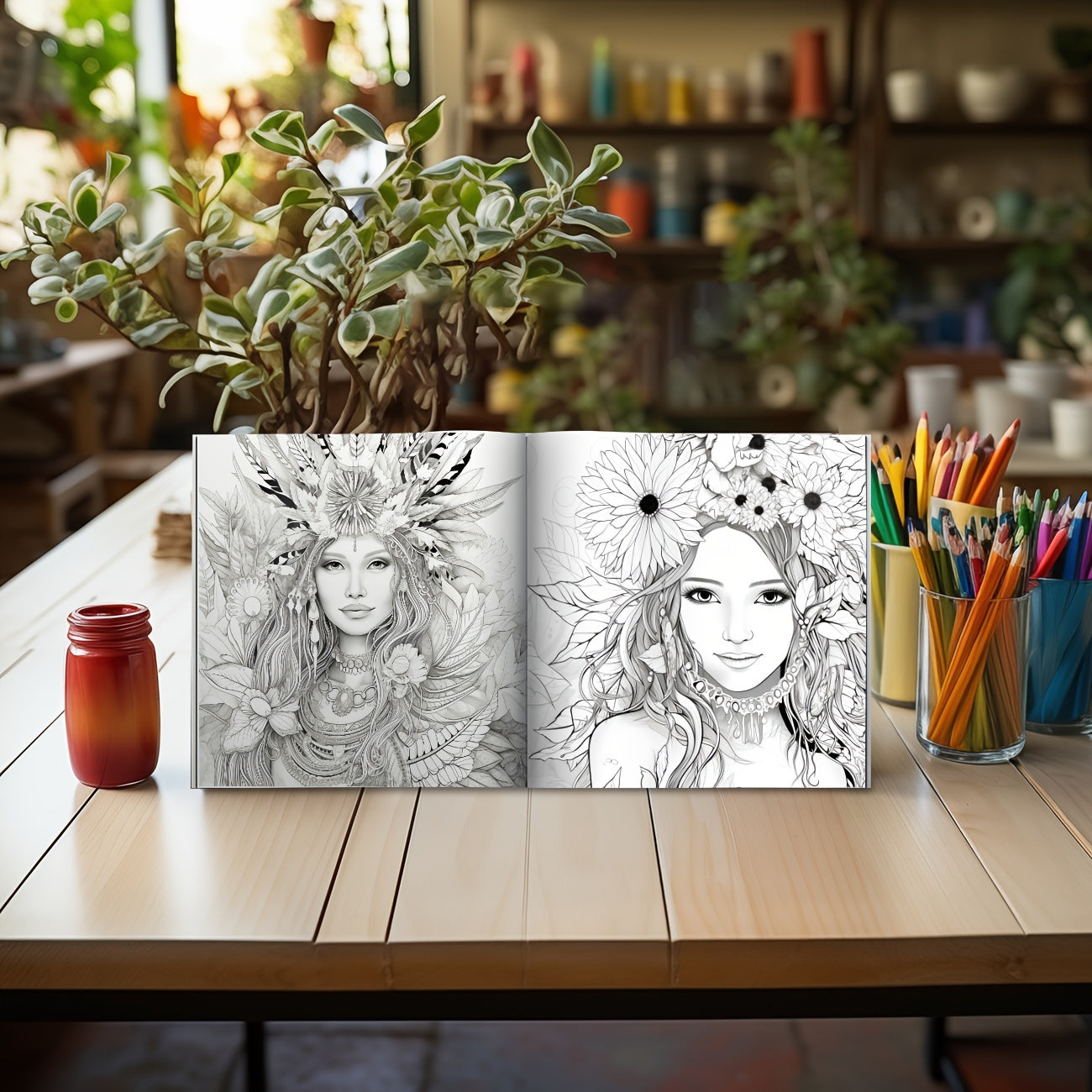 Flower Nymphs Coloring Book Relax Art & Craft Gift Teens Adults 19 x 19 25 Pages