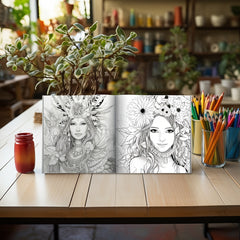 Flower Nymphs Coloring Book Relax Art & Craft Gift Teens Adults 19 x 19 25 Pages