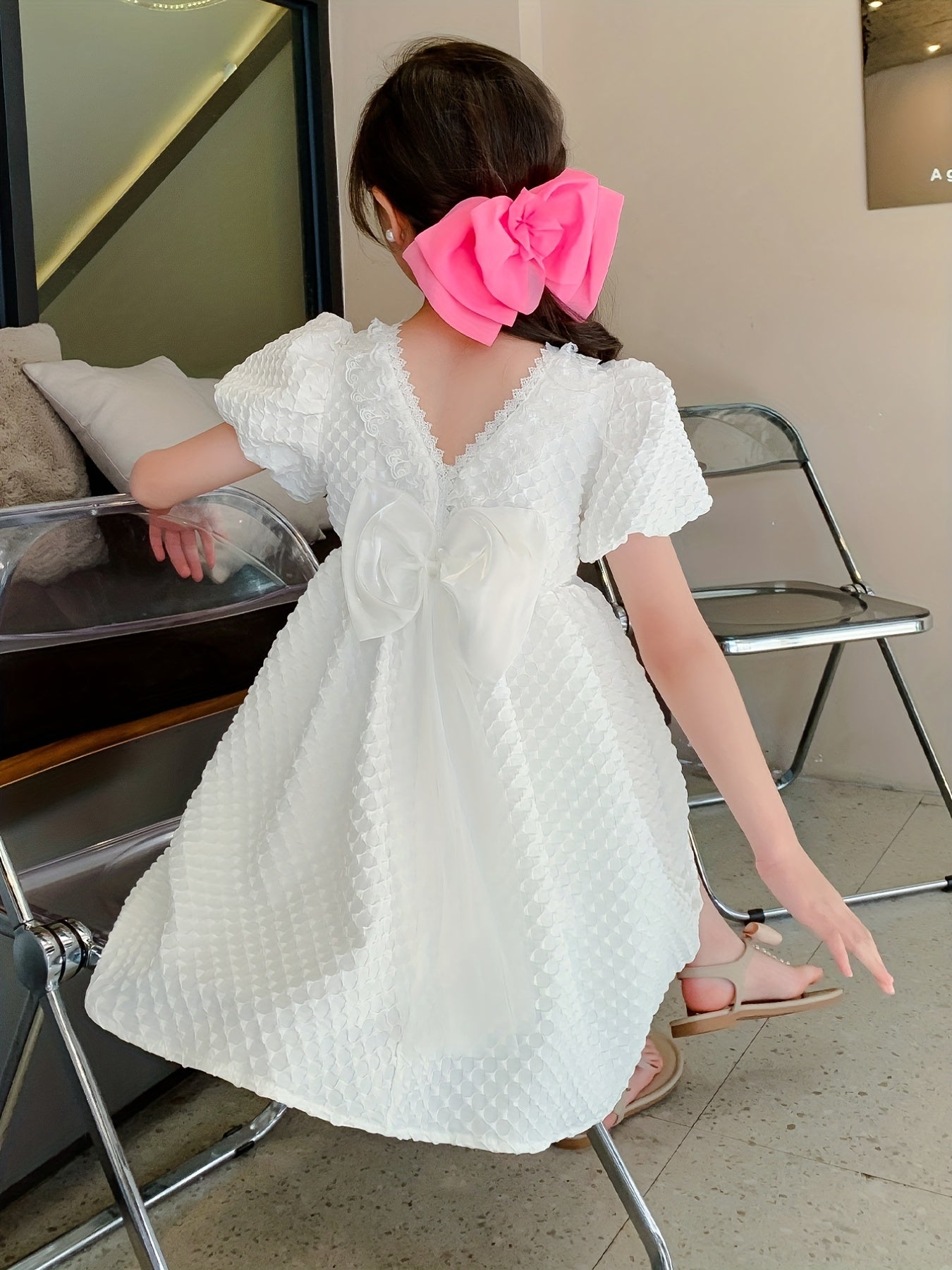 Girl's Stylish Summer Dress with Doll Collar