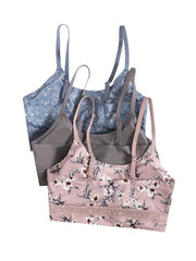 3pcs Seamless Wireless Padded Cami Bra Mixed Pattern Pack