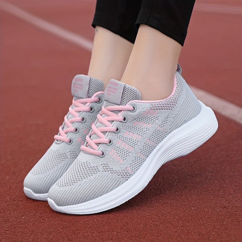 Women's Woven Lace-Up Running Shoes Breathable Sneakers