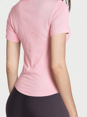 Quick Drying Hollow Solid Short Sleeve Yoga Top