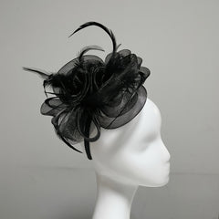 Mesh Flower Headband Faux Feather Hair Accessories