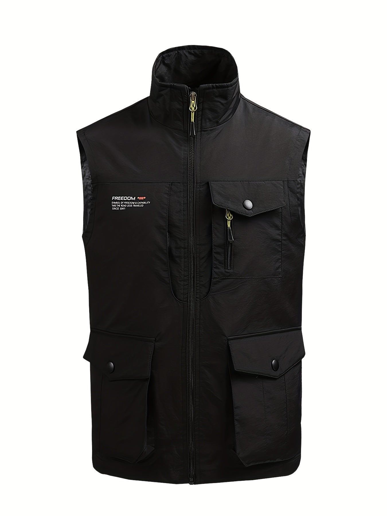 Cargo Vest Men's Zip Up Stand Collar Outwear