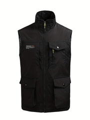 Cargo Vest Men's Zip Up Stand Collar Outwear