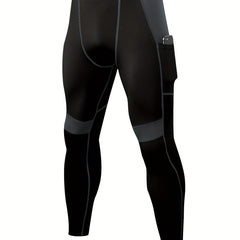 Men's High Stretch Tight Long Compression Pants With Side Pocket