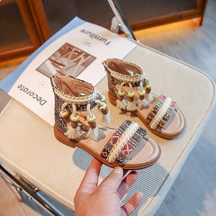 Bohemian Open-Toed Sandals For Girls Lightweight Breathable Sandals