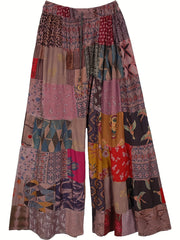 Hippie Patchwork Wide Leg Pants for Women