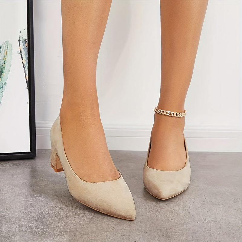 Women's Pointed Toe Low Heel Slip-On Court Pumps